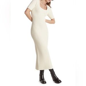 The Kooples LONG KNIT ECRU DRESS WITH SQUARE NECK